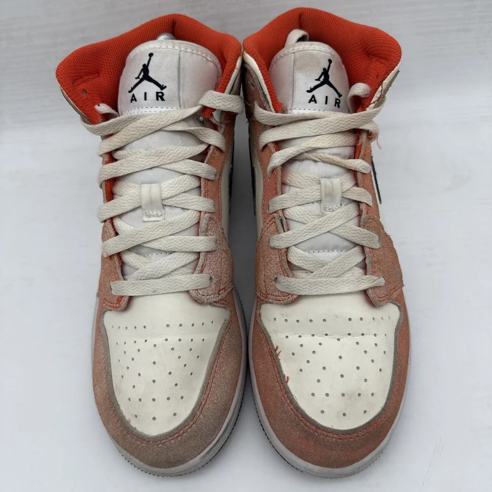 Nike Air Jordan 1 Mid Team Orange Black Sail White DV1336-800 Size 7 Y